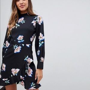 ASOS frill bottom trumpet sleeve mini dress